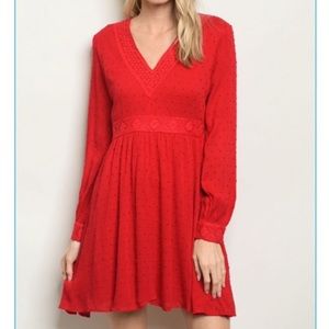 ❗️1 LEFT Holiday Red V Neck Dress NWT $98!